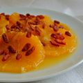 Salade d'oranges à la fleur d'oranger et baies de goji