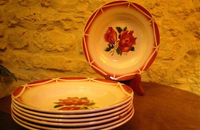 6 assiettes creuses modèle Cibon Faïence de Digoin Sarreguemines