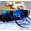Jarretière plume en dentelle noir turquoise violet accessoire de mariée