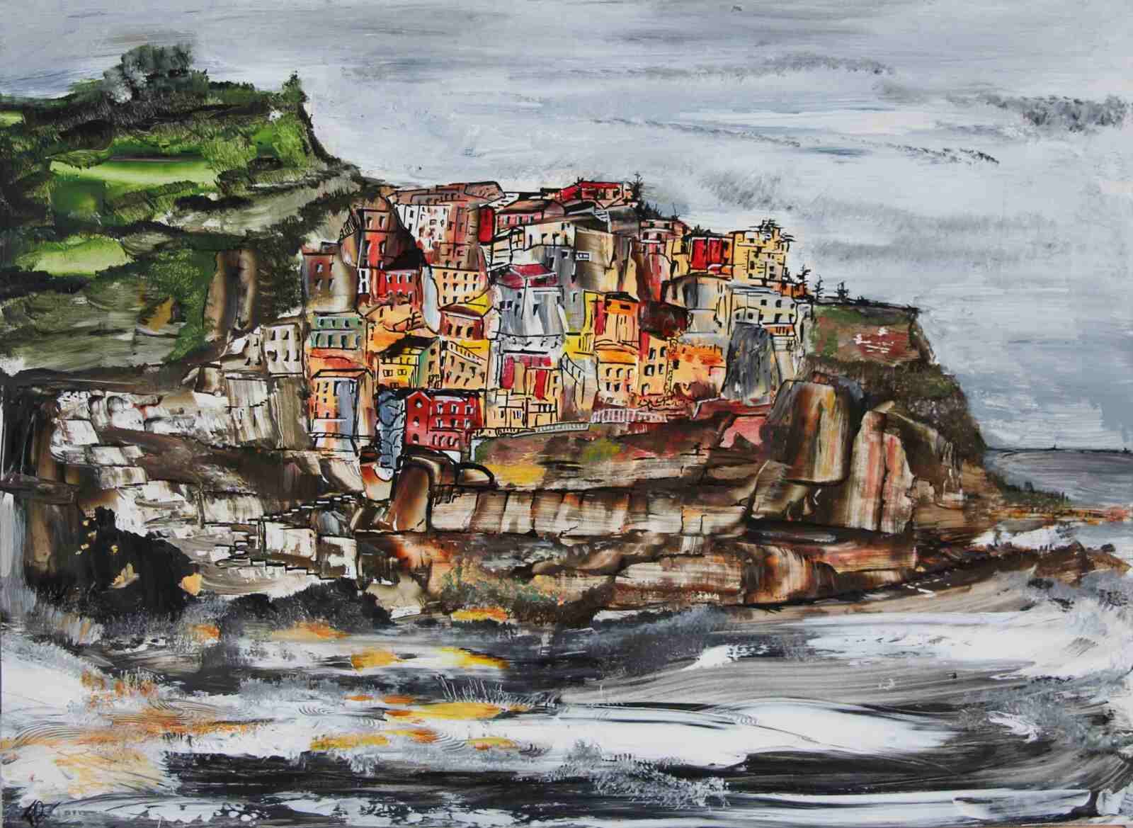 Le cinque terre-acryl sur bois, 50 X36,7cm (n°172)-