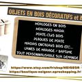 Objets en bois, URNE mariage, étiquettes, baptême, cérémonie, cravate, horloges, miroirs, bouledogue, plaque de porte, cadre