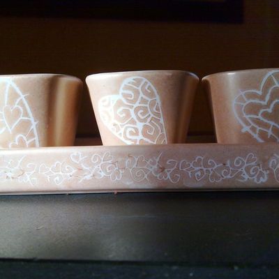 Service de 6 verrines basses collection Petit Coeur