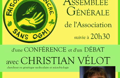 conférence sur l'impact des OGM et pesticides sur l'environnement par Christian Vélot - Avranches - vendredi 1er avril 2016