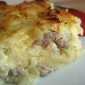 Gratin de pommes de terre aux harengs et maquereau fumé