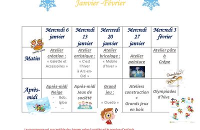 Programme Arc-en-Ciel : Mercredis de Janvier et Février 2021