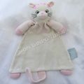 Doudou Peluche Plat Chat Blanc Et Rose King Bear