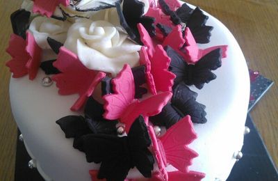 Papillons rose et noir