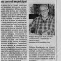 Article de Presse : Démission de Philippe Bourgouin du conseil Municipal