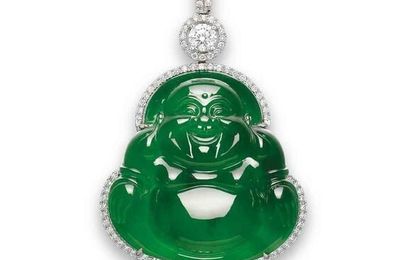 A jadeite and diamond pendant