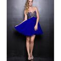 Royal Blue Chiffon Short Prom Dress