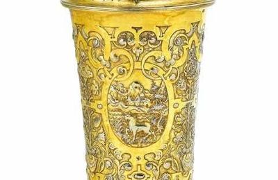 Silver cup and cover with the coat of arms of the grand master Archduke Maximilian III, Germany or Austria-Hungary, 1565