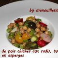 Salade de pois chiches aux radis, tomates cerises et asperges