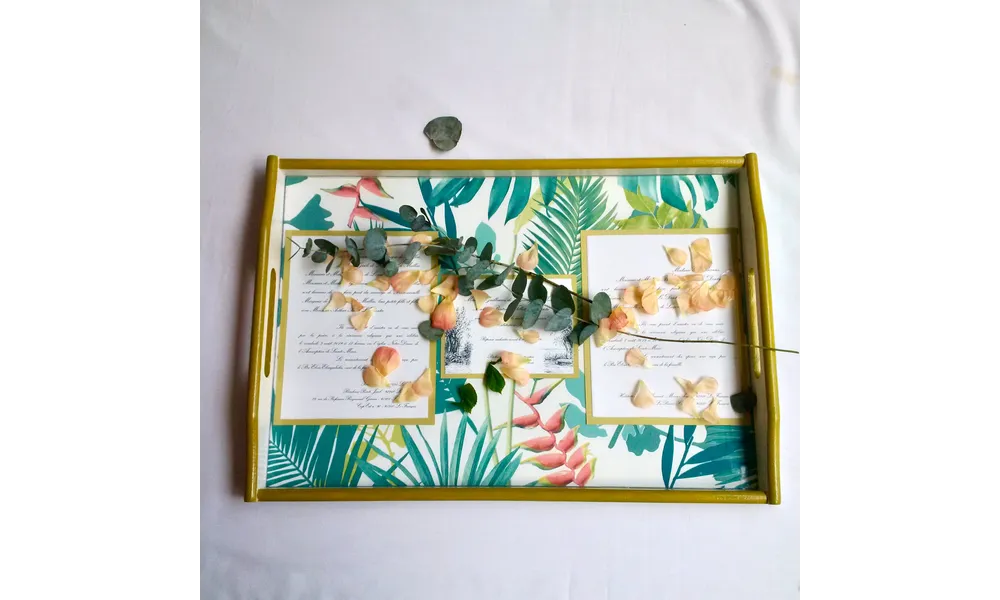 Plateau de mariage papier tropical