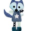 Doudou renard tout bleu