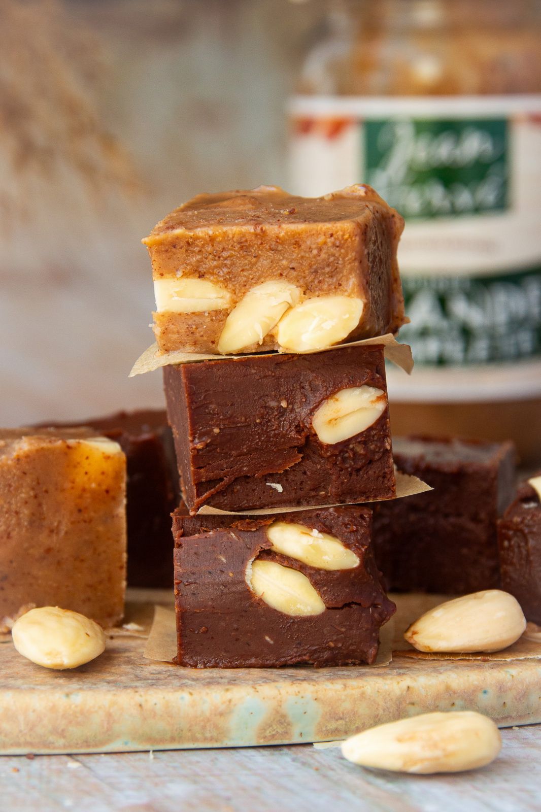 caramel, chocolat, fudge, vegan, sans gluten, sans lactose, IGbas, amande, purée d'amande, purée d'amandes complète, coco, érable, healthy, sain, gourmand