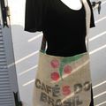 Nouveau modèle : sac cabas porté épaule, grande bandoulière - toile de sac à café recyclé - Modèle unique