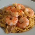 tagliatelle aux crevettes et champignons 