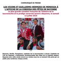  Bayonne : LEA VICENS et GUILLERMO HERMOSO DE MENDOZA