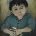 Lê Thị Lựu (1911-1988), Portrait of a young girl holding a doll, 1958