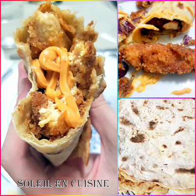 Poulet et oignons frits dans des burritos maison 