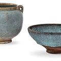 A 'Jun' handled jar and a 'Jun' bowl, Yuan and Ming Dynasty