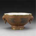A Rare Hexalobed 'Yixing' Bowl with Applied Decoration, Qing Dynasty, 18th Century