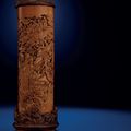 A superbly carved reticulated bamboo cylindrical parfumier, Qing dynasty, 18th century