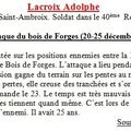 22 décembre 1914. Adolphe Lacroix est tué au bois des Forges