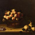 Louise MOILLON (Paris 1610-1696) - Nature morte à la corbeille de pêches, coings et prunes sur un entablement