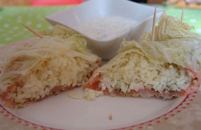 PAUPIETTE DE CHOU VERT AU SAUMON FUME