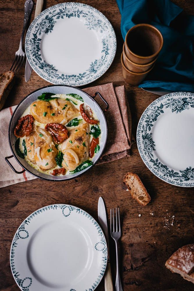 marrye me chicken, poulet, recette de saint valentin, facile, creme fraiche, tomates séchées, basilic