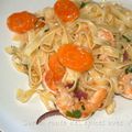 Tagliatelle aux crevettes et sa sauce piquante