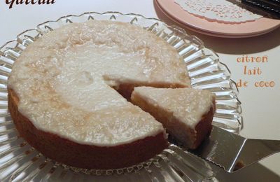 Gâteau au citron et au lait de coco, sans gluten, sans lactose et sans oeufs