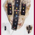 Original Ensemble bijoux Bracelet et boucles d'oreilles En Cuir !! NIGHT !! En Cuir de Chevre noir bracelet 16.5cm adjustable 