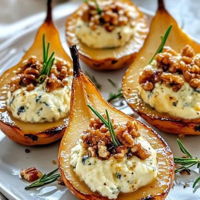 Poires aux noix et au fromage bleu