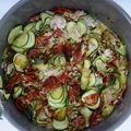 Poêlée de courgettes, chorizo et thon