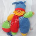 Doudou Peluche Clown Lutin Musical Rouge Bleu Vert Jaune Ballon Fehn Baby