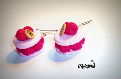 boucles d'oreilles Macaron à la Framboise