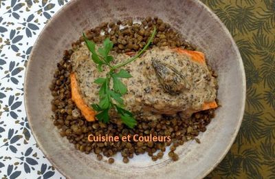 Pavés de truite d'Ardèche à la poudre de morilles séchées 