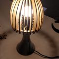 Lampe en bois, boucle d'oreilles et flipper
