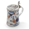 A Danish parcel-gilt silver mounted Imari tankard & a Louis XIV silvered bronze-mounted Japanese Imari bowl and cover 