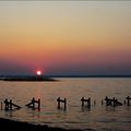coucher du soleil sur le lac de sanguinet