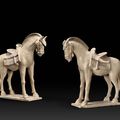 Paire de chevaux. Terre cuite. Chine, Dynastie Sui (581 – 618)