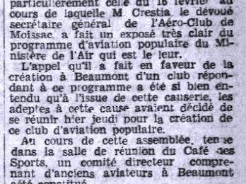 Un aéro-club à Beaumont de Lomagne en 1937