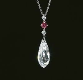 An exceptional diamond and coloured diamond pendent necklace