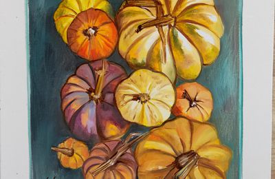 Collection de citrouilles ( huiles sur toile 30X30)