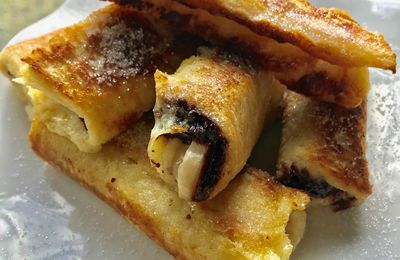 Roulé de pain de mie perdu chocolat banane 