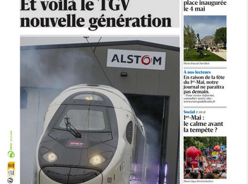 Insolite Motrice TGV-M sur le site Alstom de Belfort, en avril 2024