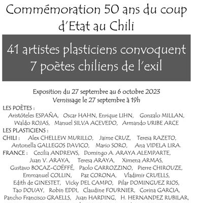 Commémoration 50 ans du coup d’Etat au Chili - Exposition du 27 septembre au 6 octobre 2023 - PARIS MAIRIE DU XIIème
