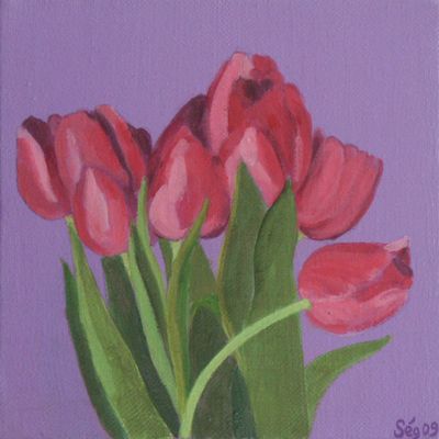 Lavande, acrylique sur toile de lin, 20 x20 cm